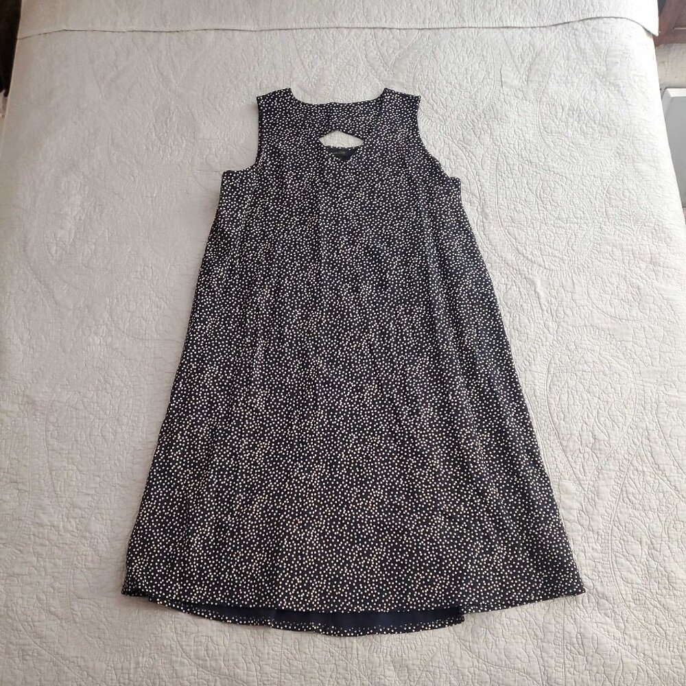 Navy Polka-dot Dress with Back Cutout